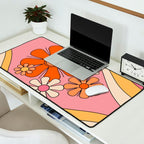 Groovy Floral Daydream Retro 60s 70s Flowers Pink Orange Yellow Desk Mat Gallery Image 2