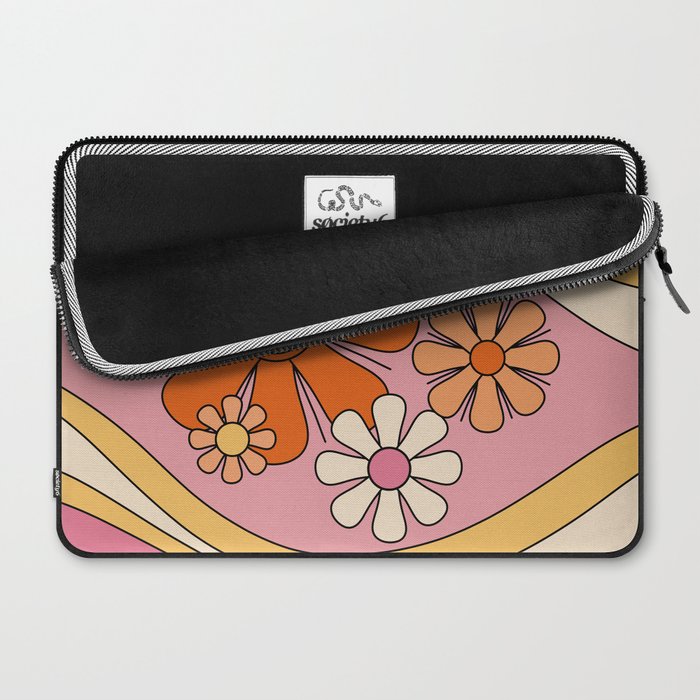 Groovy Floral Daydream Retro 60s 70s Flowers Pink Orange Yellow Laptop Sleeve Gallery Image 2