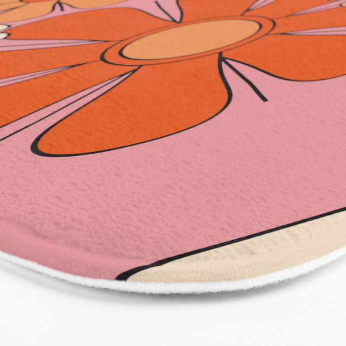 Groovy Floral Daydream Retro 60s 70s Flowers Pink Orange Yellow Bath Mat Gallery Image 3