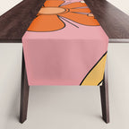 Groovy Floral Daydream Retro 60s 70s Flowers Pink Orange Yellow Table Runner Gallery Image 1