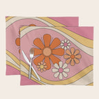 Groovy Floral Daydream Retro 60s 70s Flowers Pink Orange Yellow Placemat Gallery Image 1