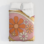 Groovy Floral Daydream Retro 60s 70s Flowers Pink Orange Yellow Comforter Gallery Image 6