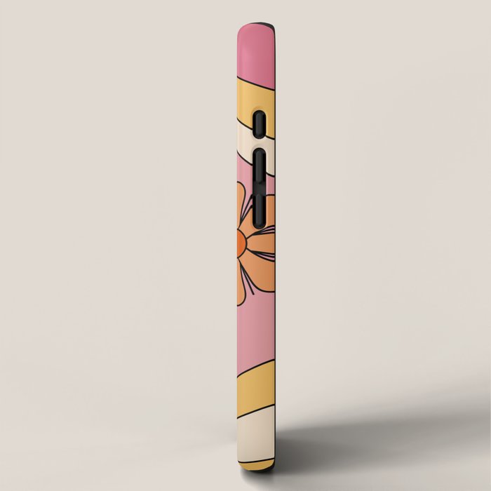 Groovy Floral Daydream Retro 60s 70s Flowers Pink Orange Yellow iPhone Case Gallery Image 2