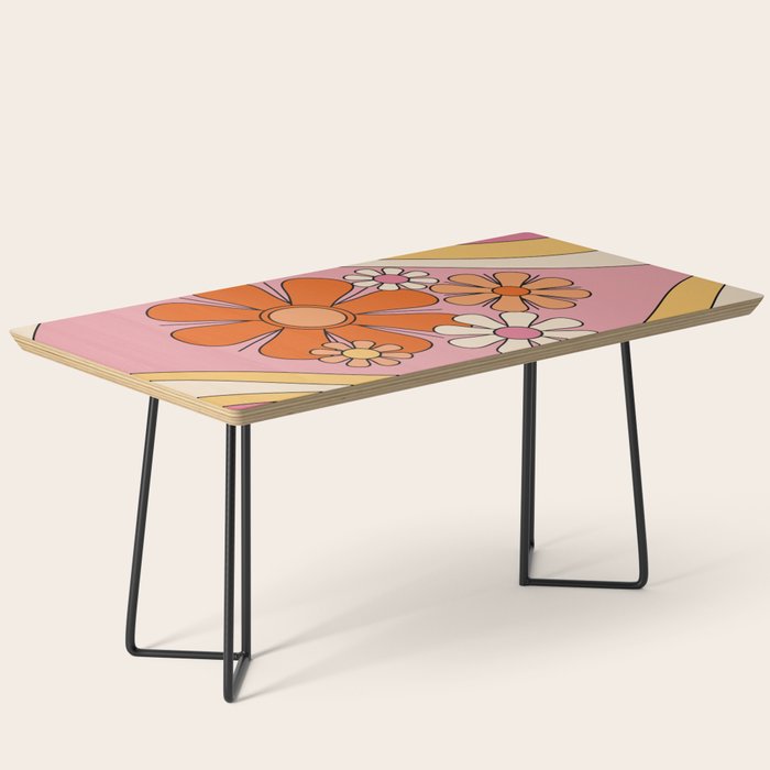 Groovy Floral Daydream Retro 60s 70s Flowers Pink Orange Yellow Coffee Table Gallery Image 1