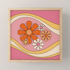 Groovy Floral Daydream Retro 60s 70s Flowers Pink Orange Yellow Mini Art Print Gallery Image 1
