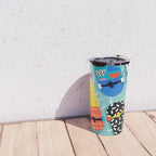 Omigod - 80s retro memphis skateboards pattern sports trendy 1980's vintage style retro Travel Mug Gallery Image 4