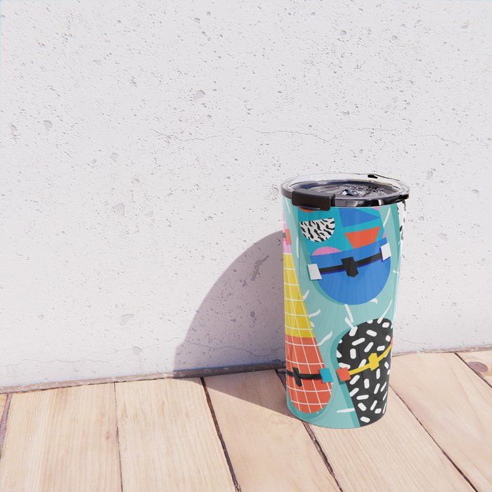 Omigod - 80s retro memphis skateboards pattern sports trendy 1980's vintage style retro Travel Mug Gallery Image 4