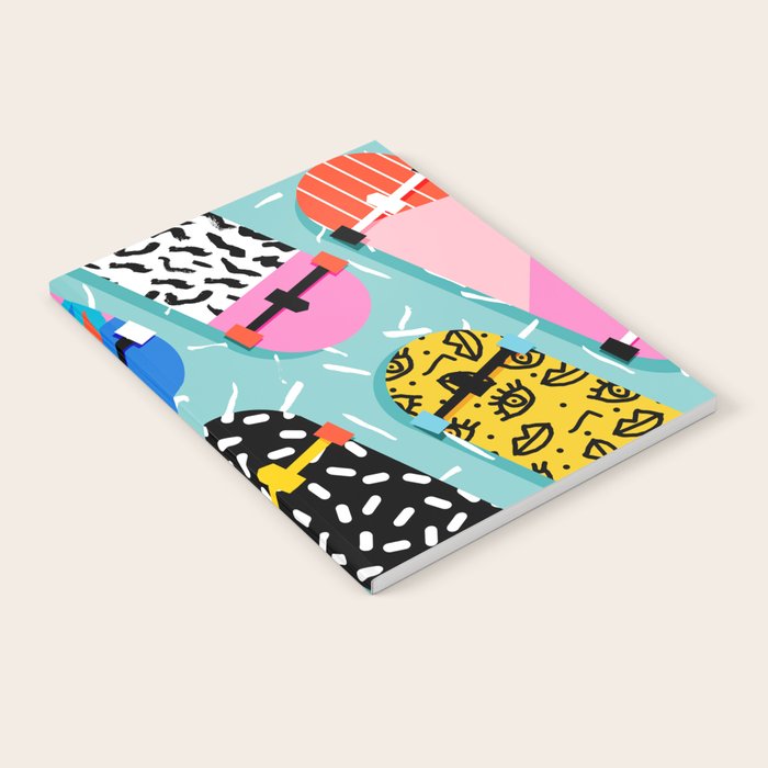 Omigod - 80s retro memphis skateboards pattern sports trendy 1980's vintage style retro Notebook Gallery Image 1