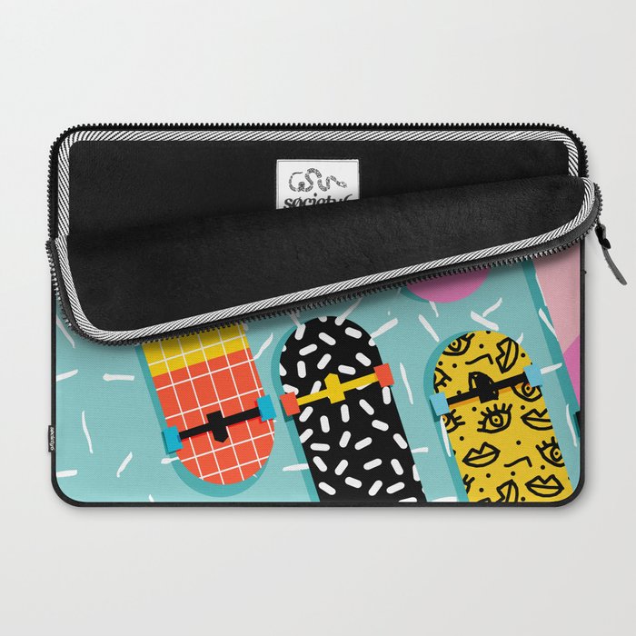 Omigod - 80s retro memphis skateboards pattern sports trendy 1980's vintage style retro Laptop Sleeve Gallery Image 2