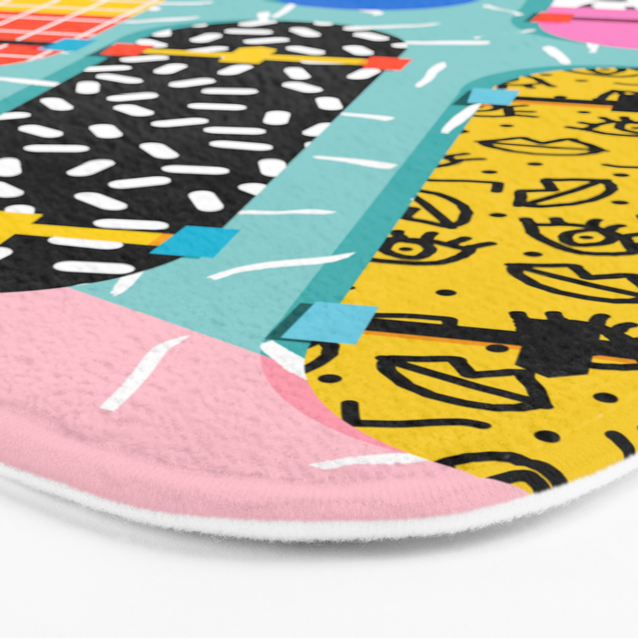 Omigod - 80s retro memphis skateboards pattern sports trendy 1980's vintage style retro Bath Mat Gallery Image 3