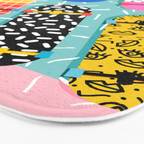 Omigod - 80s retro memphis skateboards pattern sports trendy 1980's vintage style retro Bath Mat Gallery Image 3