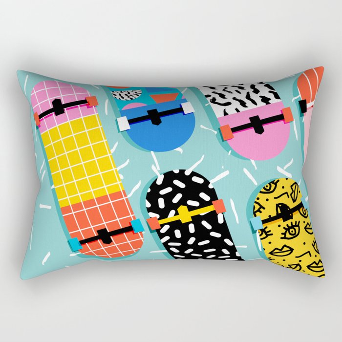 Omigod - 80s retro memphis skateboards pattern sports trendy 1980's vintage style retro Rectangular Pillow Gallery Image 1