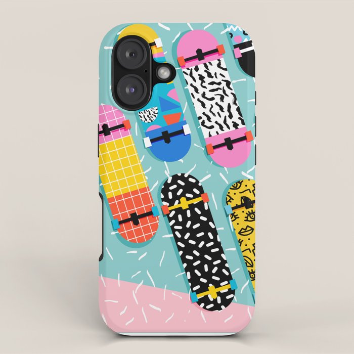 Omigod - 80s retro memphis skateboards pattern sports trendy 1980's vintage style retro iPhone Case Gallery Image 1