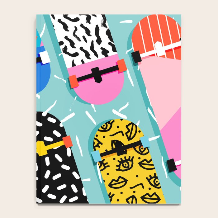Omigod - 80s retro memphis skateboards pattern sports trendy 1980's vintage style retro Notebook Gallery Image 4