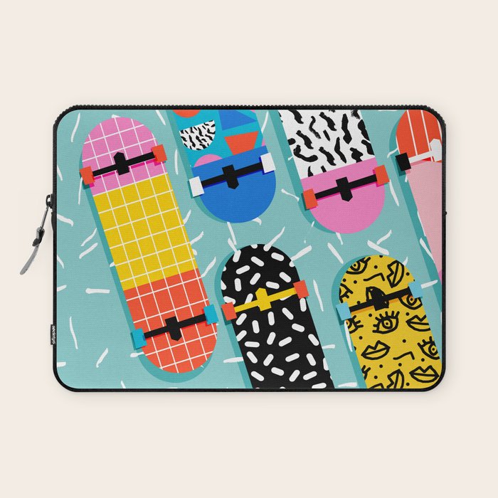 Omigod - 80s retro memphis skateboards pattern sports trendy 1980's vintage style retro Laptop Sleeve Gallery Image 1