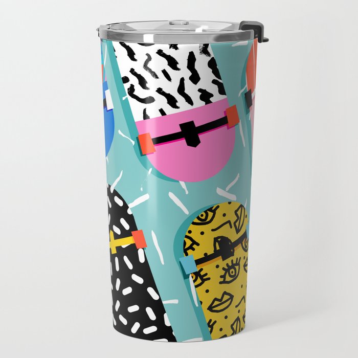 Omigod - 80s retro memphis skateboards pattern sports trendy 1980's vintage style retro Travel Mug Gallery Image 2