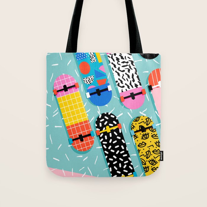 Omigod - 80s retro memphis skateboards pattern sports trendy 1980's vintage style retro Tote Bag Gallery Image 1