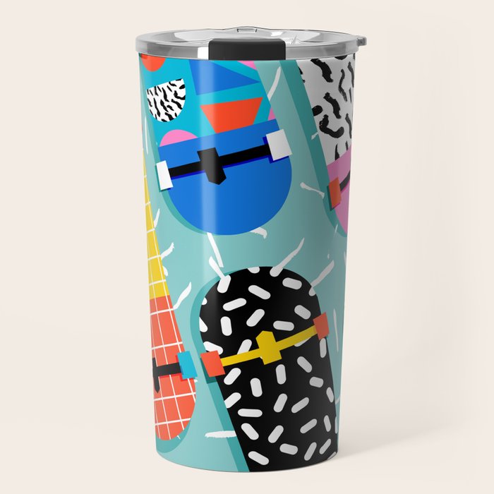 Omigod - 80s retro memphis skateboards pattern sports trendy 1980's vintage style retro Travel Mug Gallery Image 1