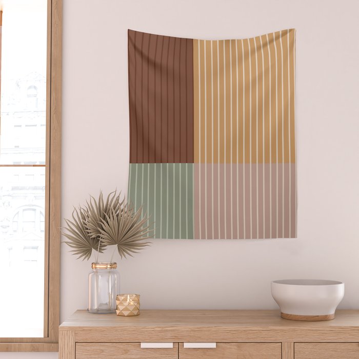 Color Block Line Abstract LII Boho Western Wall Tapestry Gallery Image 2