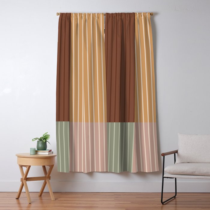 Color Block Line Abstract LII Boho Western Window Curtain Gallery Image 5