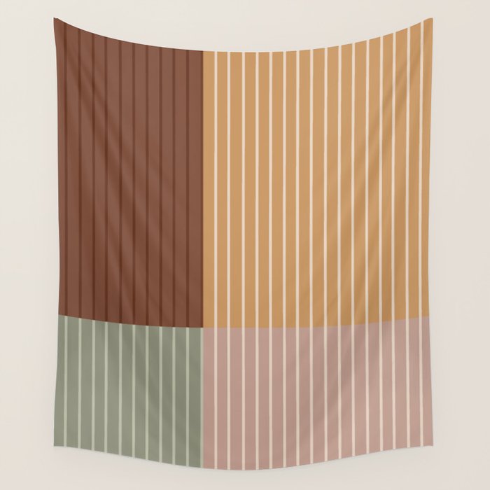 Color Block Line Abstract LII Boho Western Wall Tapestry Gallery Image 4