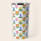 Colorful spring flower art pattern Travel Mug Gallery Image 1