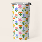 Colorful spring flower art pattern Travel Mug Gallery Image 2