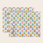 Colorful spring flower art pattern Placemat Gallery Image 1