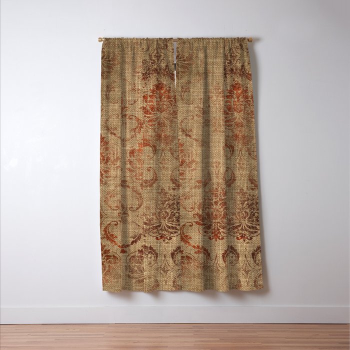 Aged Damask Texture 1 Window Curtain Gallery Image 3