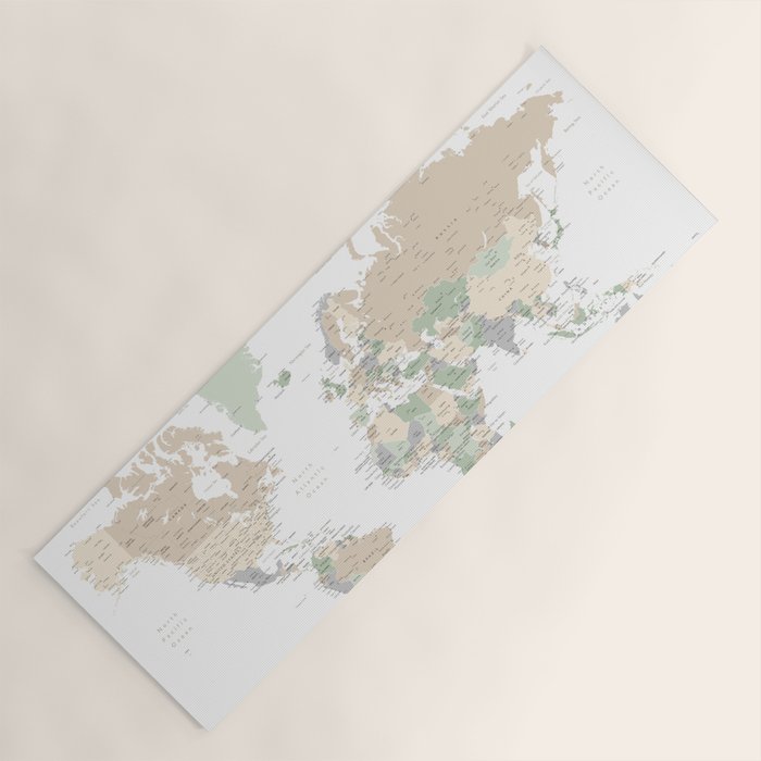 World map with cities, "Anouk" Yoga Mat Gallery Image 1