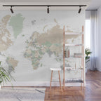 World map with cities, "Anouk" Wall Mural Gallery Image 1