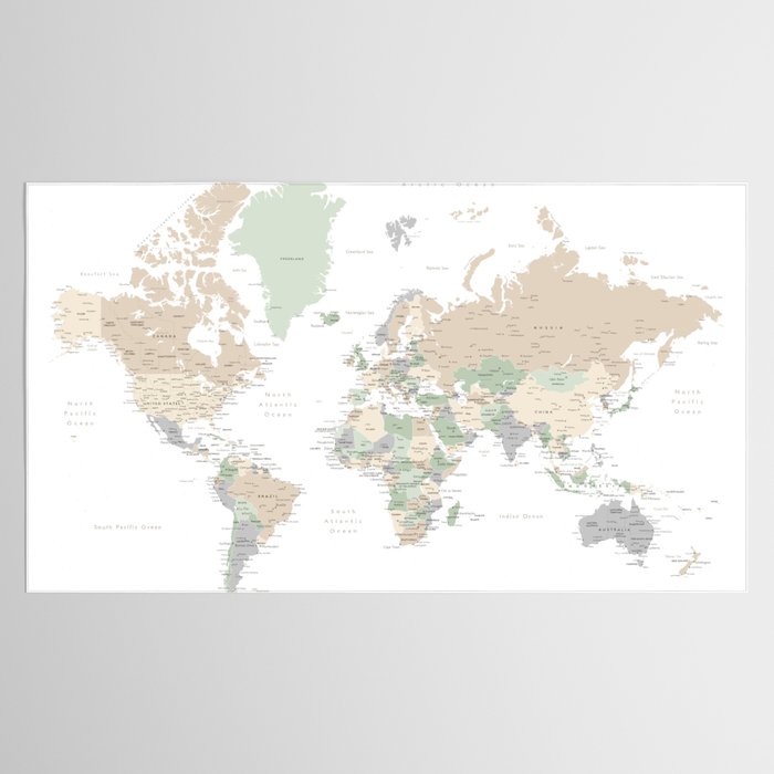 World map with cities, "Anouk" Tablecloth Gallery Image 2