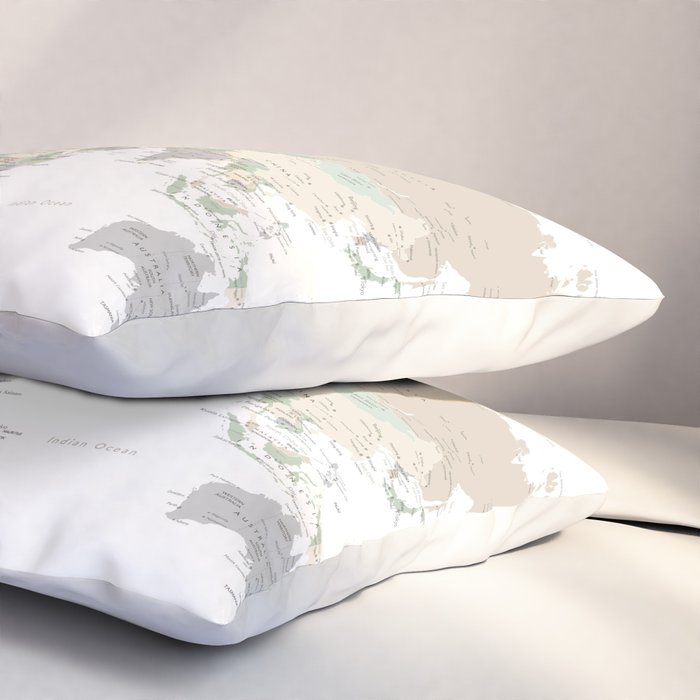 World map with cities, "Anouk" Pillow Sham Gallery Image 3