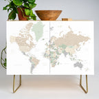 World map with cities, "Anouk" Credenza Gallery Image 1