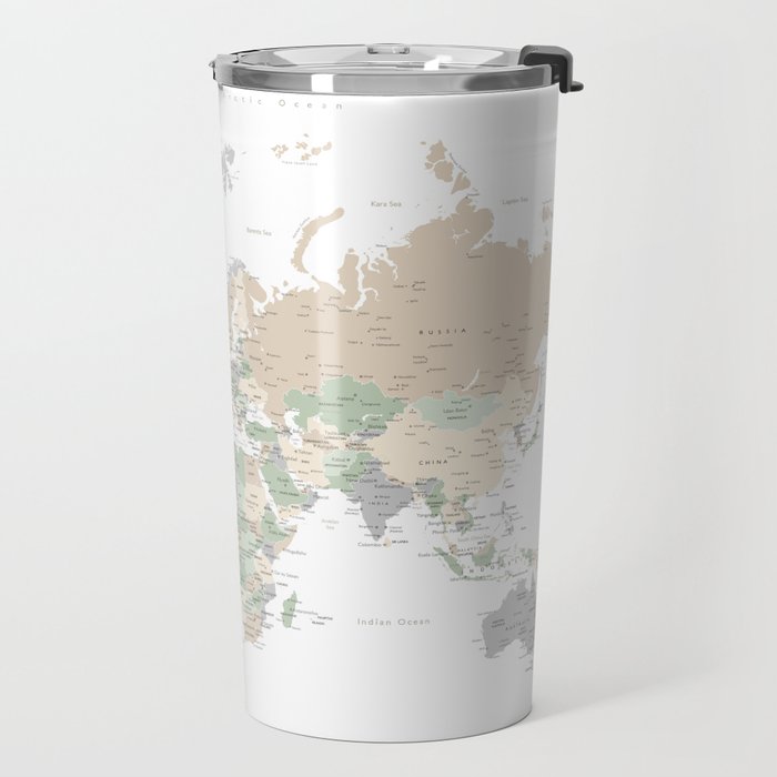 World map with cities, "Anouk" Travel Mug Gallery Image 2