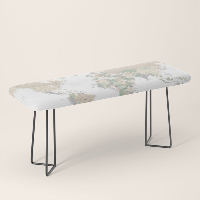 World map with cities, "Anouk" Bench Gallery Image 1