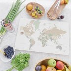 World map with cities, "Anouk" Cutting Board Gallery Image 2