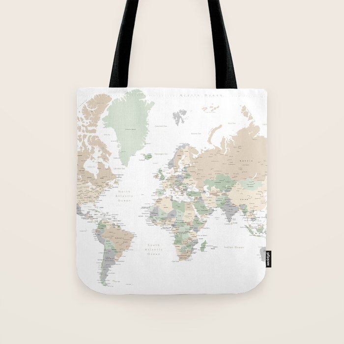 World map with cities, "Anouk" Tote Bag Gallery Image 1