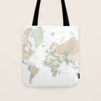 World map with cities, "Anouk" Tote Bag Gallery Image 1