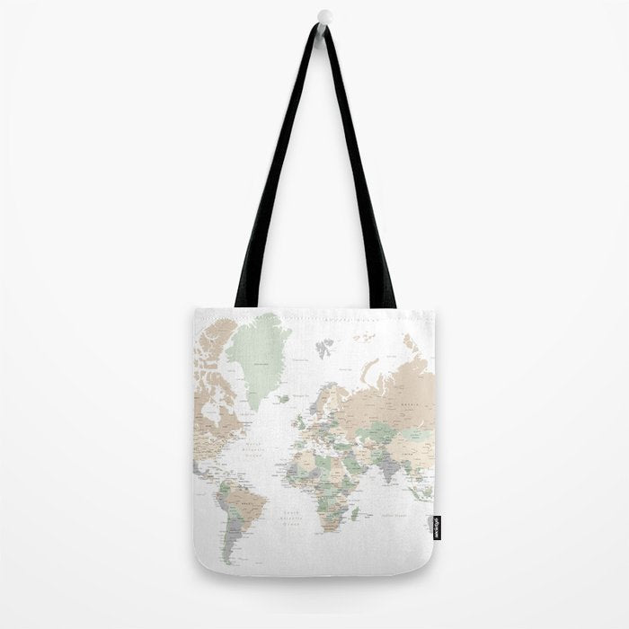 World map with cities, "Anouk" Tote Bag Gallery Image 2