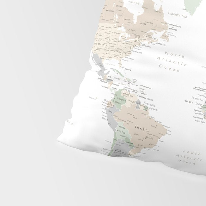 World map with cities, "Anouk" Pillow Sham Gallery Image 4