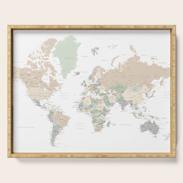 World map with cities, "Anouk" Serving Tray Gallery Image 1