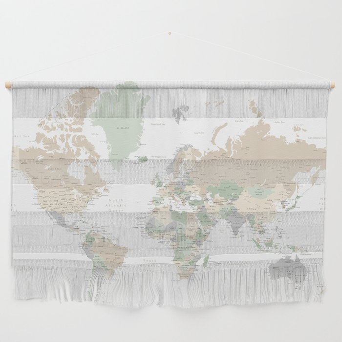 World map with cities, "Anouk" Wall Hanging Gallery Image 1