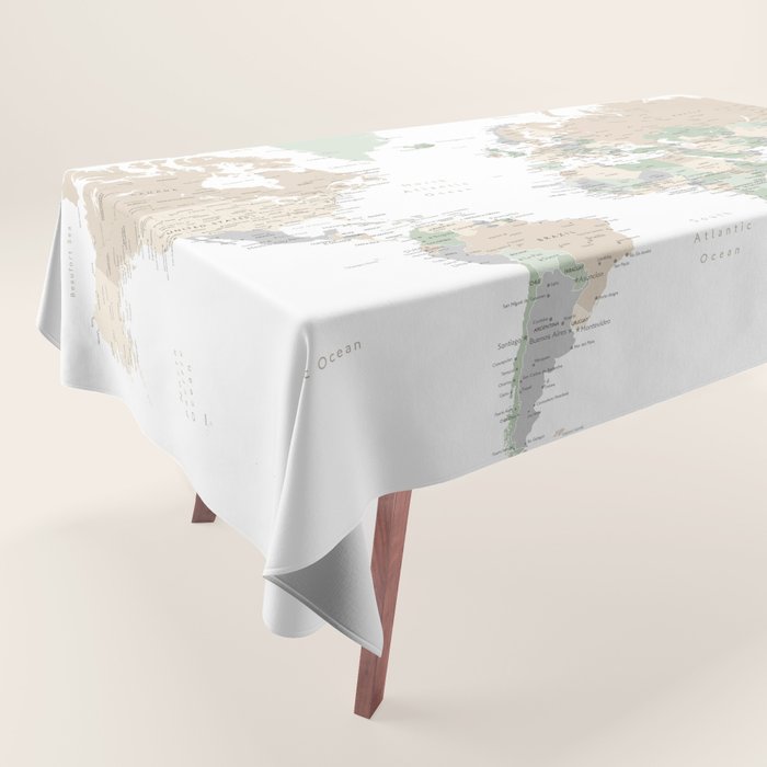 World map with cities, "Anouk" Tablecloth Gallery Image 1