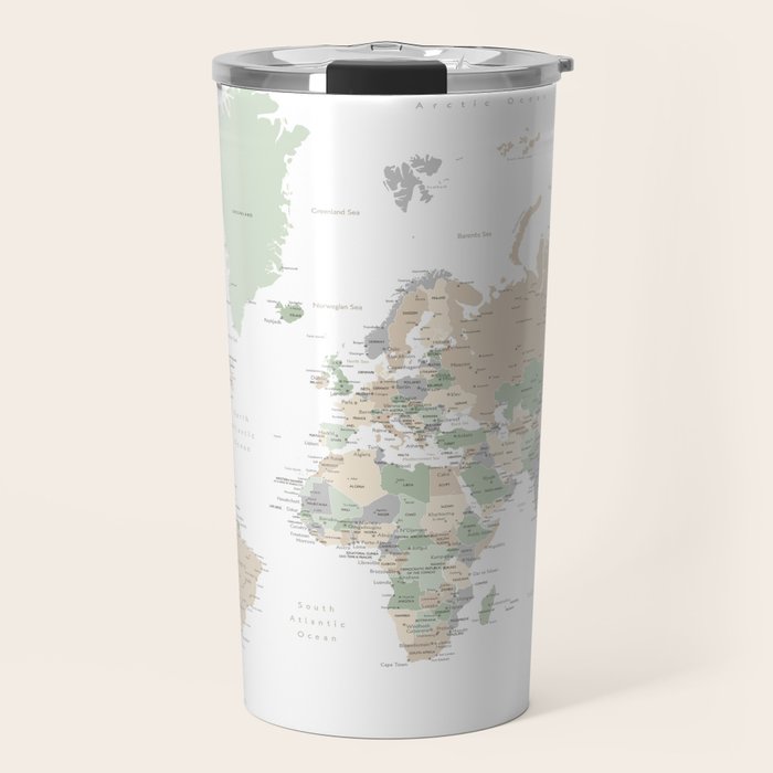 World map with cities, "Anouk" Travel Mug Gallery Image 1