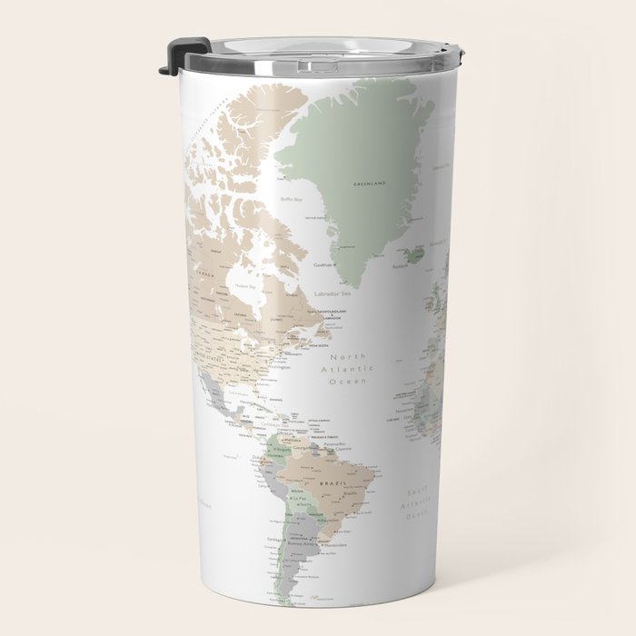 World map with cities, "Anouk" Travel Mug Gallery Image 3