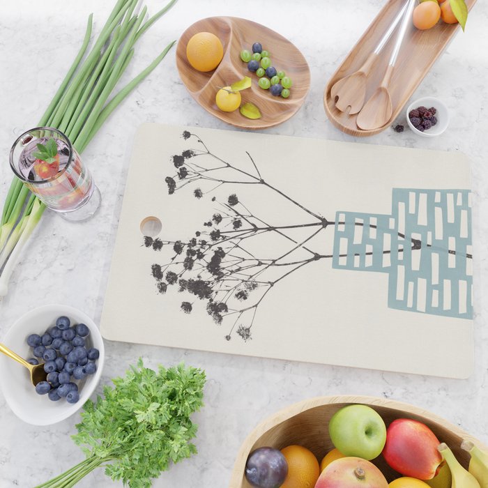 Gypsophila in a Blue Vase Cutting Board Gallery Image 2