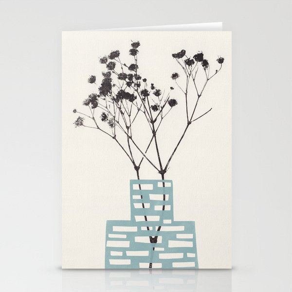 Gypsophila in a Blue Vase Stationery Card Gallery Image 2