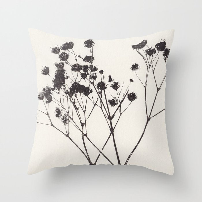 Gypsophila in a Blue Vase Throw Pillow Gallery Image 1