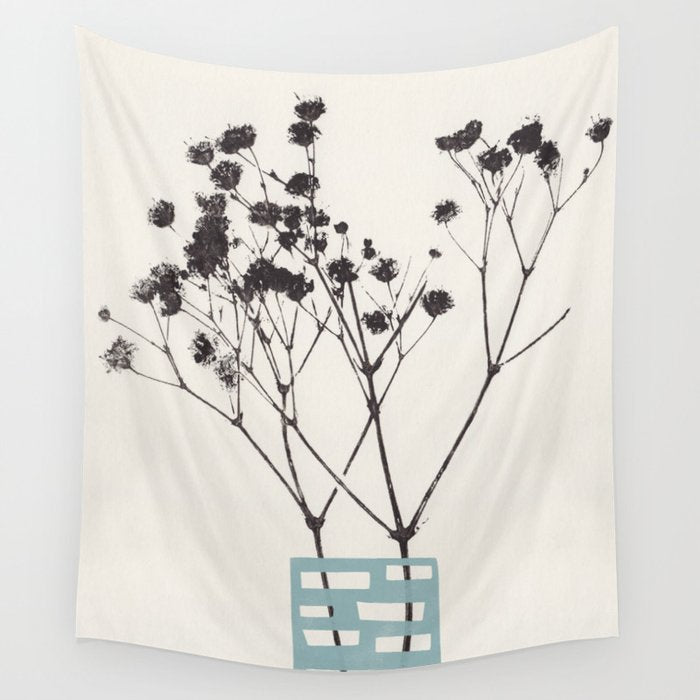 Gypsophila in a Blue Vase Wall Tapestry Gallery Image 1
